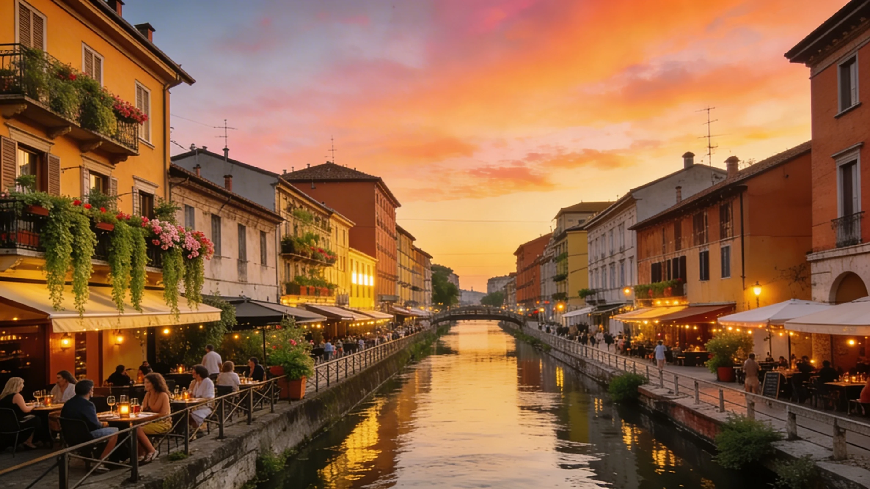 Canaux de Milan au coucher du soleil — Navigli Aperitivo Paris